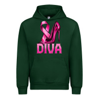 Forest Green Breast Cancer Diva Ribbon and Heels Urban Hoodie - texasbilliewilder