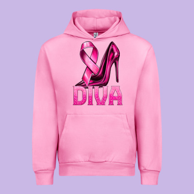 Breast Cancer Diva Ribbon And Heels Urban Hoodie Designed By Texasbilliewilder