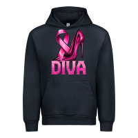 Navy Breast Cancer Diva Ribbon and Heels Urban Hoodie - texasbilliewilder
