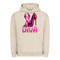 Pigment French Oak Breast Cancer Diva Ribbon and Heels Urban Hoodie - texasbilliewilder