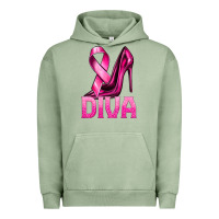Pigment Oil Green Breast Cancer Diva Ribbon and Heels Urban Hoodie - texasbilliewilder