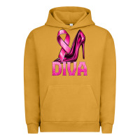 Pigment Peanut Butter Breast Cancer Diva Ribbon and Heels Urban Hoodie - texasbilliewilder