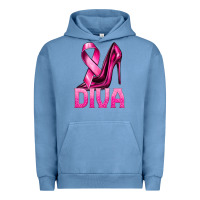 Pigment Pebble Blue Breast Cancer Diva Ribbon and Heels Urban Hoodie - texasbilliewilder