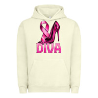 Pigment Pistachio Breast Cancer Diva Ribbon and Heels Urban Hoodie - texasbilliewilder