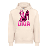 Sandshell Breast Cancer Diva Ribbon and Heels Urban Hoodie - texasbilliewilder