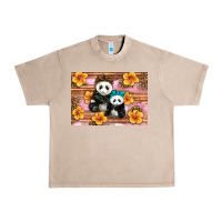French Oak Mama Panda And Baby Panda Urban Heavy Tee - Artiststas