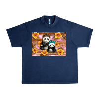 Navy Mama Panda And Baby Panda Urban Heavy Tee - Artiststas