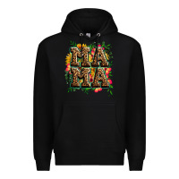 Black floral leopard mama Premium Hoodie - Zillion Design Studio