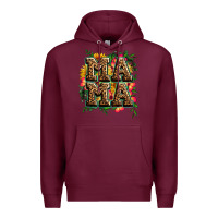 Burgundy floral leopard mama Premium Hoodie - Zillion Design Studio