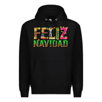 Black feliz navidad with pattern Premium Hoodie - texasbilliewilder