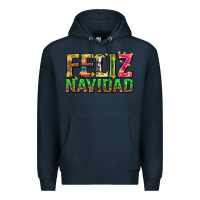 Navy feliz navidad with pattern Premium Hoodie - texasbilliewilder