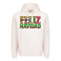 Pale Pink feliz navidad with pattern Premium Hoodie - texasbilliewilder