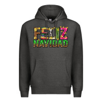 Charcoal Heather feliz navidad with pattern Premium Hoodie - texasbilliewilder