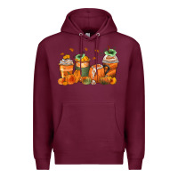 Burgundy pumpkins coffee cups Premium Hoodie - Zillion Design Studio