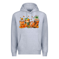 Heather Grey pumpkins coffee cups Premium Hoodie - Zillion Design Studio