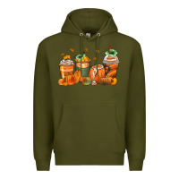 Army Green pumpkins coffee cups Premium Hoodie - Zillion Design Studio