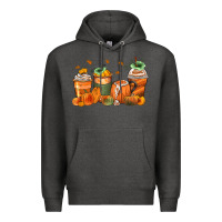 Charcoal Heather pumpkins coffee cups Premium Hoodie - Zillion Design Studio