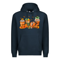 Navy pumpkins coffee cups Premium Hoodie - Zillion Design Studio