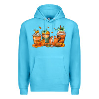 Ocean Blue pumpkins coffee cups Premium Hoodie - Zillion Design Studio