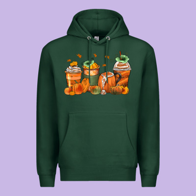 Pumpkins Coffee Cups Premium Hoodie Designed By Zillion Design Studio