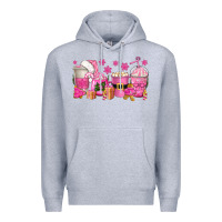 Heather Grey pink christmas coffee cups Premium Hoodie - texasbilliewilder