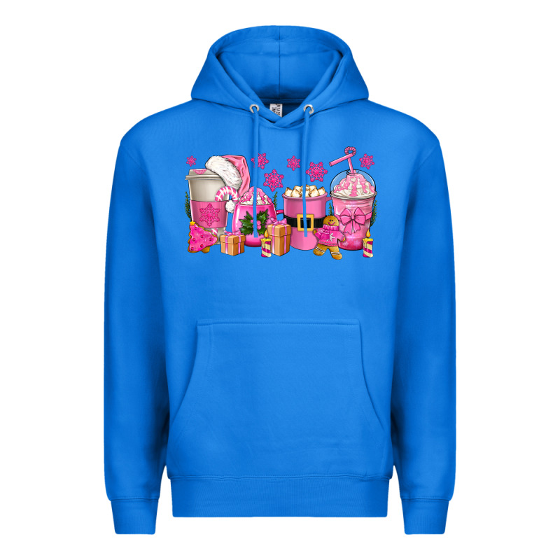 Pink Christmas Coffee Cups Premium Hoodie by texasbilliewilder | Teevron