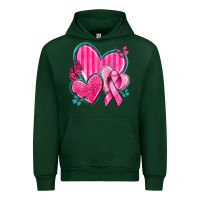 Forest Green Breast Cancer Hearts Urban Hoodie - texasbilliewilder