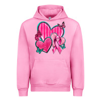 Fuchsia Pink Breast Cancer Hearts Urban Hoodie - texasbilliewilder