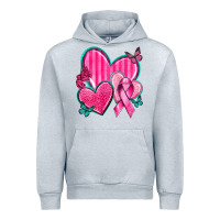 Heather Grey Breast Cancer Hearts Urban Hoodie - texasbilliewilder