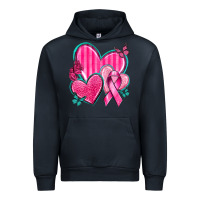 Navy Breast Cancer Hearts Urban Hoodie - texasbilliewilder
