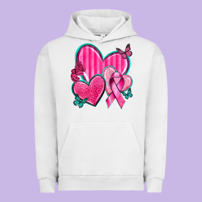 Breast Cancer Hearts Urban Hoodie Designed By Texasbilliewilder