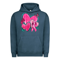 Pigment Midnight Navy Breast Cancer Hearts Urban Hoodie - texasbilliewilder