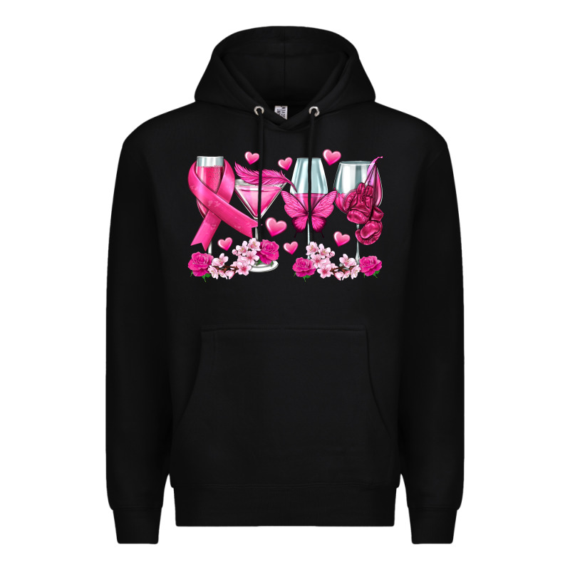 Breast Cancer Wine Glasses Premium Hoodie by texasbilliewilder | Teevron