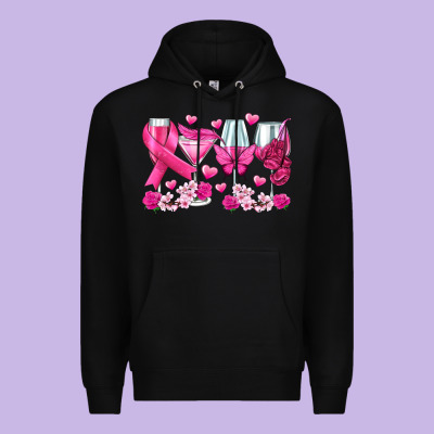 Breast Cancer Wine Glasses Premium Hoodie Designed By Texasbilliewilder