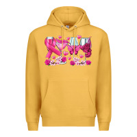 Mustard breast cancer wine glasses Premium Hoodie - texasbilliewilder