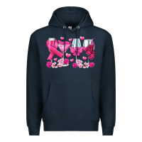 Navy breast cancer wine glasses Premium Hoodie - texasbilliewilder