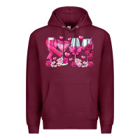 Burgundy breast cancer wine glasses Premium Hoodie - texasbilliewilder