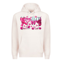 Pale Pink breast cancer wine glasses Premium Hoodie - texasbilliewilder