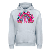Heather Grey Breast Cancer Rainbow Urban Hoodie - texasbilliewilder