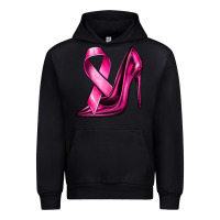 Black Breast Cancer Ribbon and Heels Urban Hoodie - texasbilliewilder
