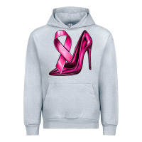 Heather Grey Breast Cancer Ribbon and Heels Urban Hoodie - texasbilliewilder