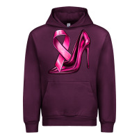 Mauve Wine Breast Cancer Ribbon and Heels Urban Hoodie - texasbilliewilder