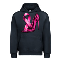 Navy Breast Cancer Ribbon and Heels Urban Hoodie - texasbilliewilder