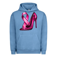 Pigment Pebble Blue Breast Cancer Ribbon and Heels Urban Hoodie - texasbilliewilder