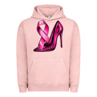 Pigment Salmon Breast Cancer Ribbon and Heels Urban Hoodie - texasbilliewilder