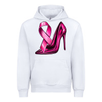 White Breast Cancer Ribbon and Heels Urban Hoodie - texasbilliewilder