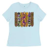 Baby Blue mardi gras fleur de lis cowhide serape leopard glitter brushstrokes Ladies Tee - Artiststas