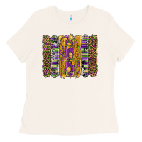 Bone mardi gras fleur de lis cowhide serape leopard glitter brushstrokes Ladies Tee - Artiststas