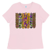 Bubblegum Pink mardi gras fleur de lis cowhide serape leopard glitter brushstrokes Ladies Tee - Artiststas