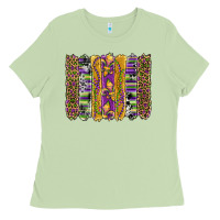Matcha mardi gras fleur de lis cowhide serape leopard glitter brushstrokes Ladies Tee - Artiststas